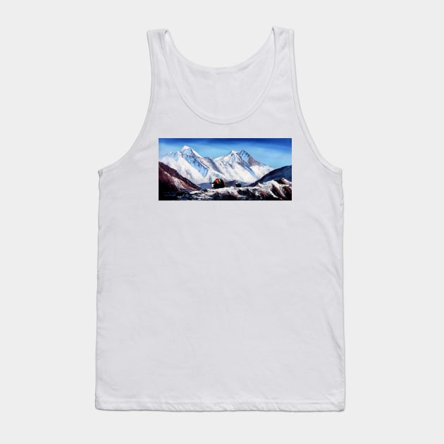 Panoramic View Of Everest Mountain Base Camp Area Tank Top by whimsyart